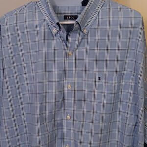 IZOD Non-Iron Premium Essentials Long Sleeve Button Down Men's 2XL Blue Stripe